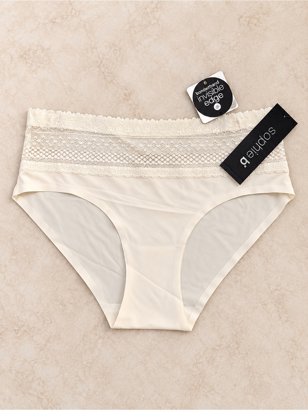 Sophie b Intimates Lace Trim Seamless Brief Panties Ivory Size S NWT